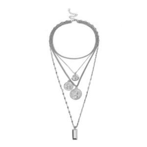 Multi-layered head embossed coin necklace