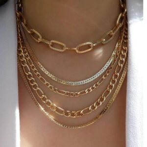 Vintage gold necklace layered necklace for woman
Multi-Layer Statement Jewelry