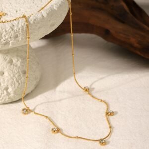 Gold stainless Steel Zircon Necklace For Women
Elegant Gold Jewelry