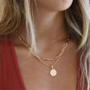 Simple Stainless Steel Multi-layered Coin Necklace